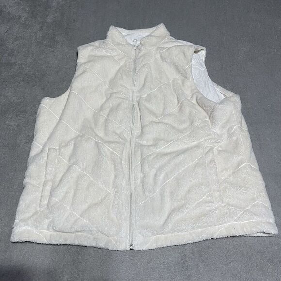 Columbia Jackets & Blazers - Columbia‎ Vest Womens XL Ivory Fleece Corduroy Reversible Full Zip Activewear